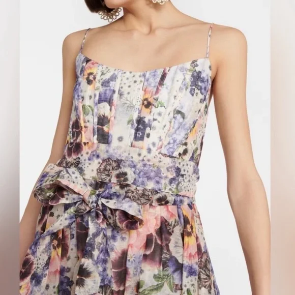 Zimmermann Floral Midi Dress - Purple and Cream - Picture 2 of 8